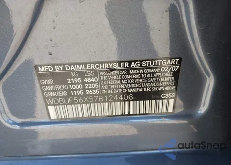 2007 Mercedes-Benz E 350 z USA, uszkodzony, nr VIN WDBUF56X57B124408